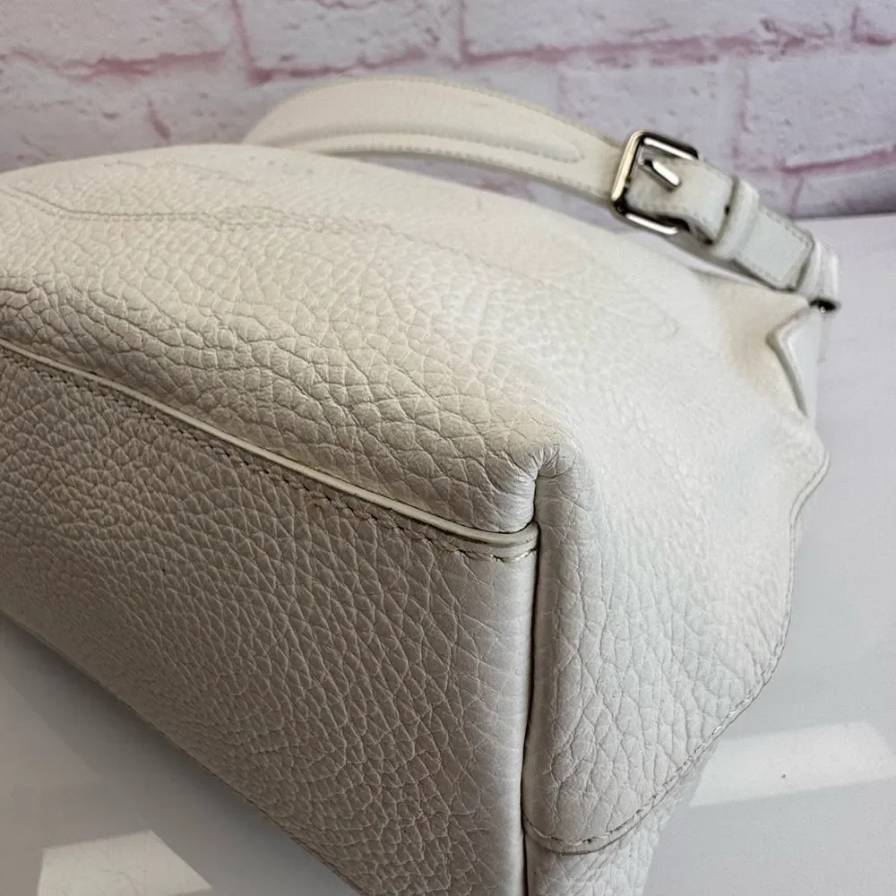 Prada Embossed Logo White Daino Vitello Shoulder Bag - Picture 8 of 15